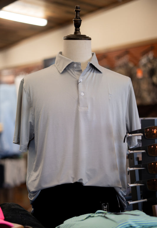 Grey/White Striped Polo