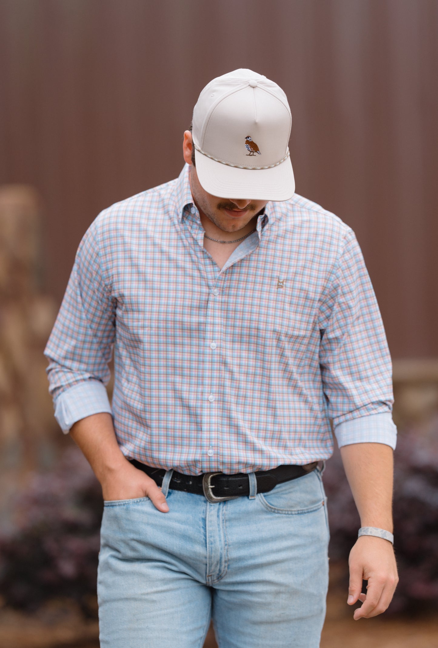 Blue/Pink/Tan Plaid Button Down