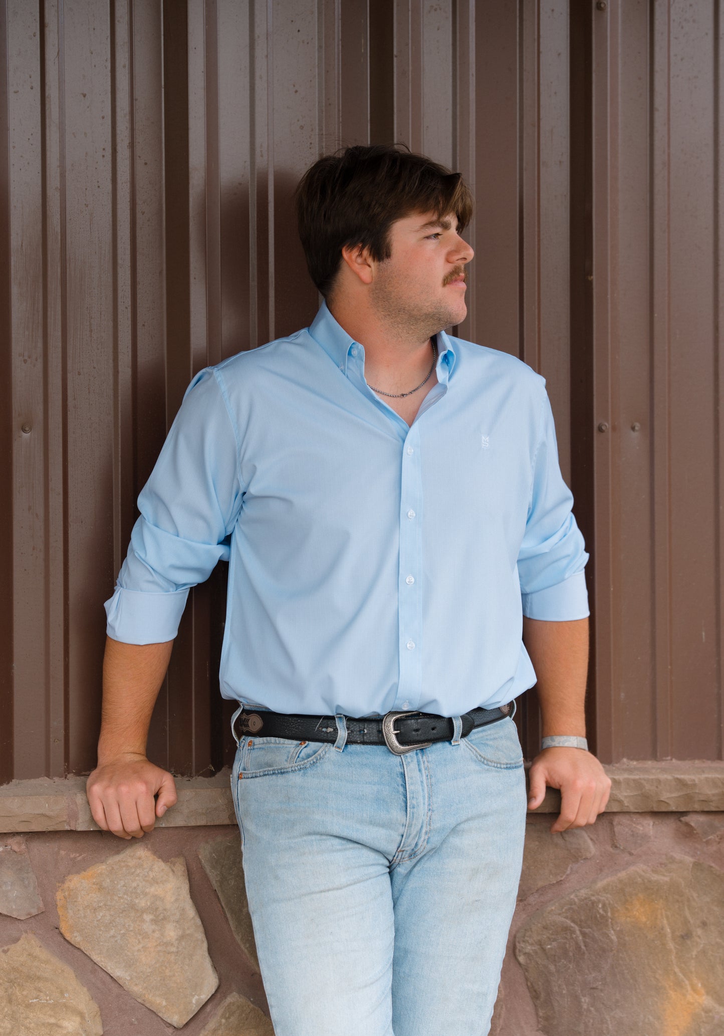 Light Blue Checkered Button Down
