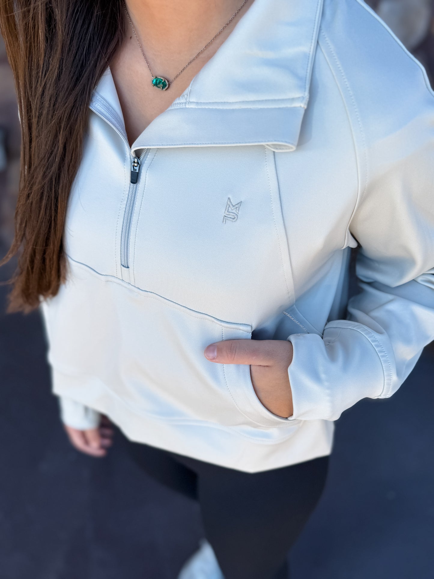 Ladies 1/4 Zip Pullover: Silver