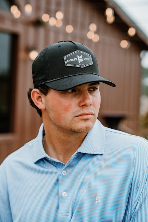 Black Rope Hat w/ Leather Patch