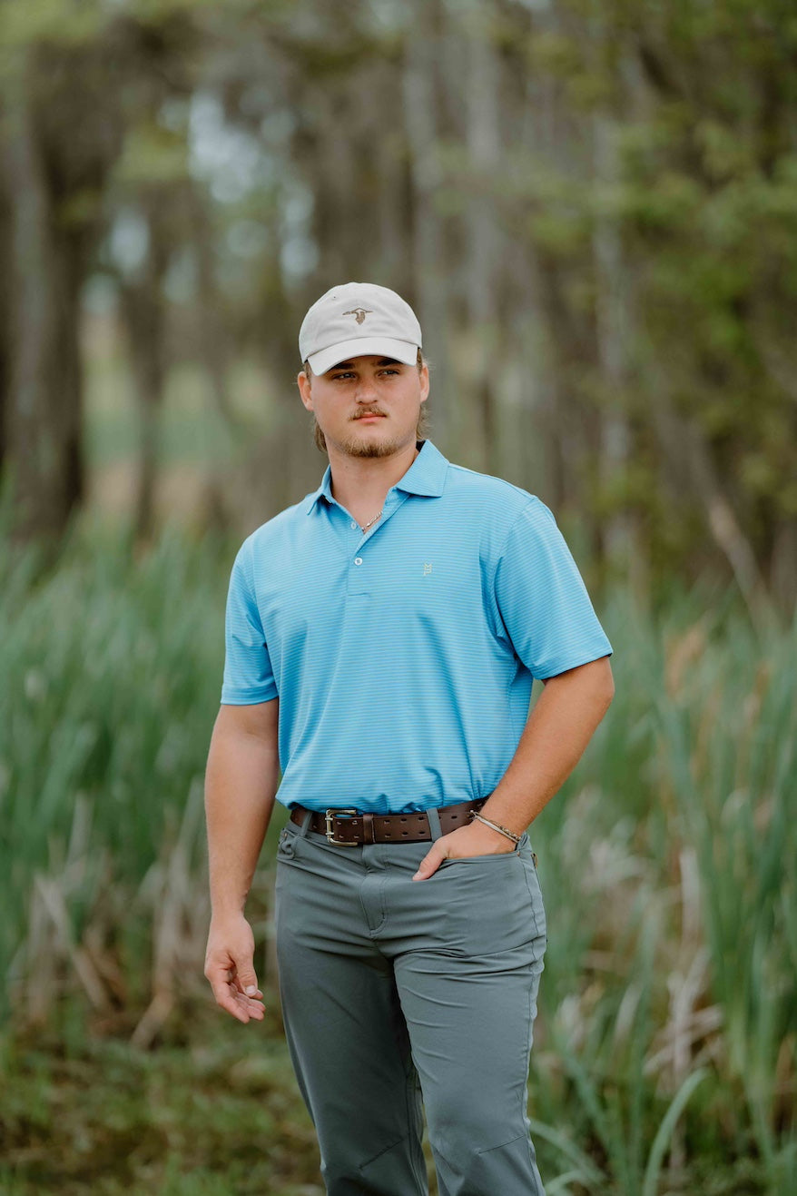 Blue/Lime Striped Polo
