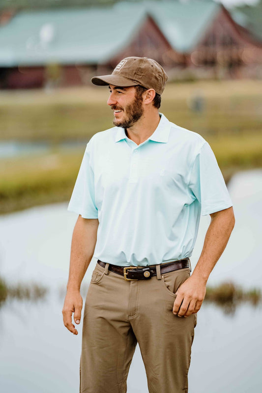 Mint/White Striped Polo