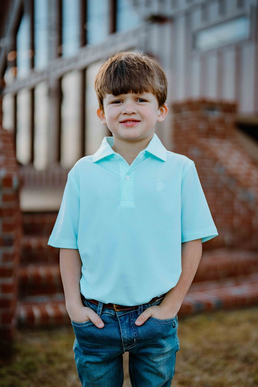 Mint/White Youth Striped Polo