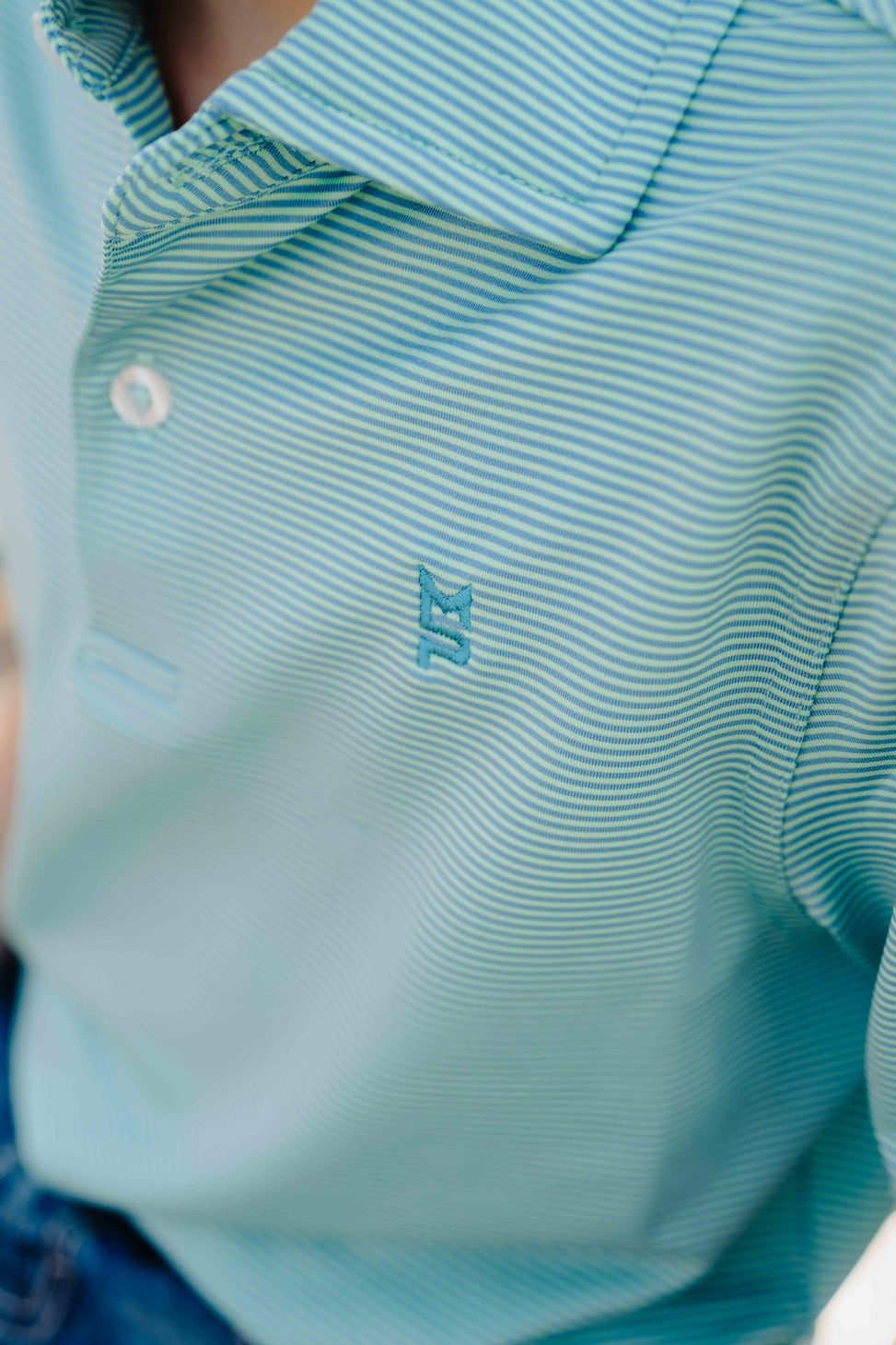 Lime/Blue Youth Striped Polo