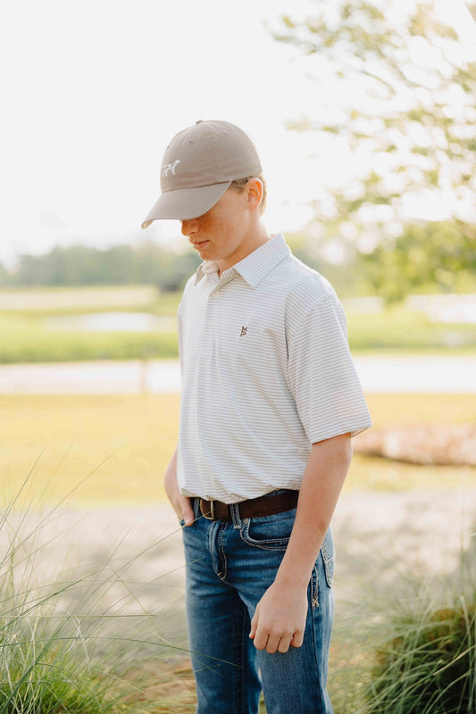Ivory/Brown Striped Polo