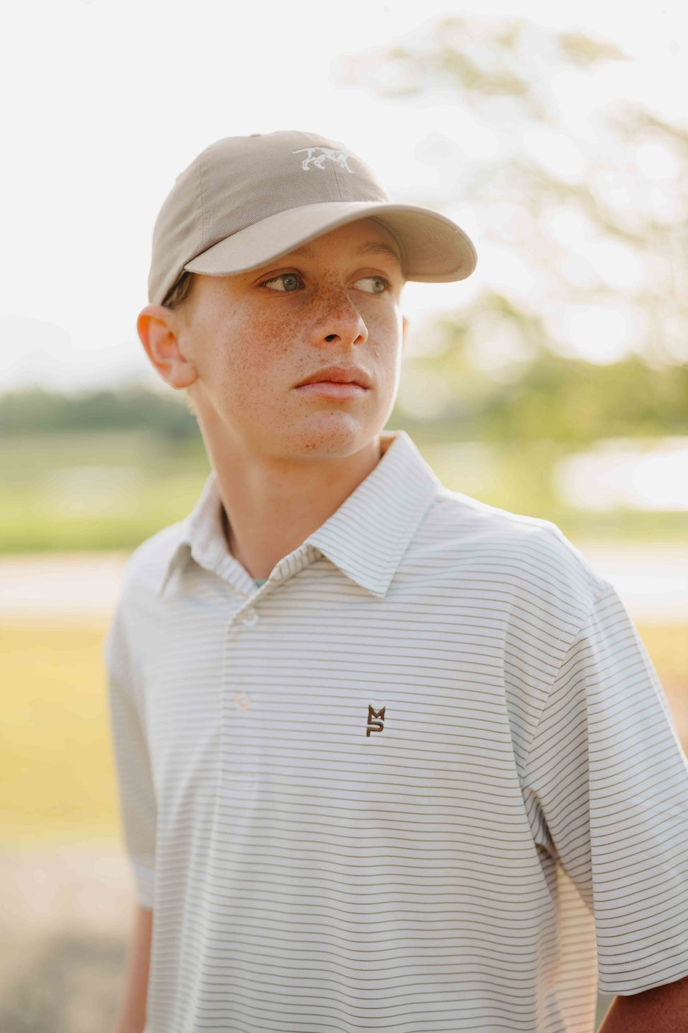 Ivory/Brown Striped Polo