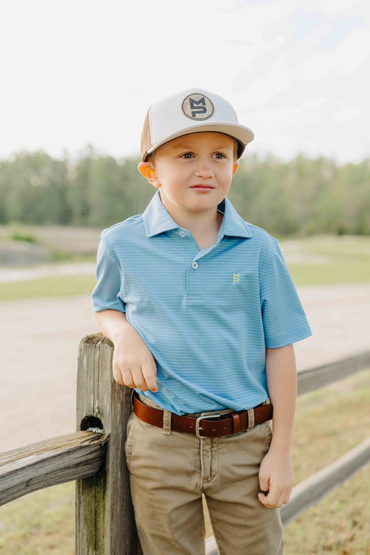 Blue/Lime Youth Striped Polo