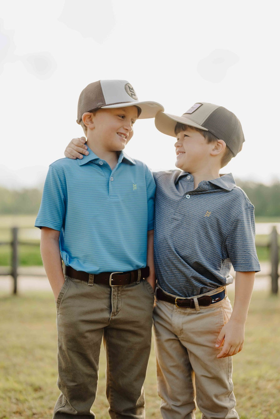 Blue/Lime Youth Striped Polo