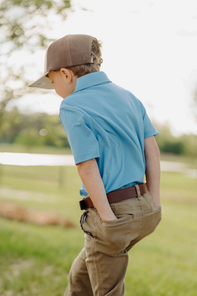 Blue/Lime Youth Striped Polo