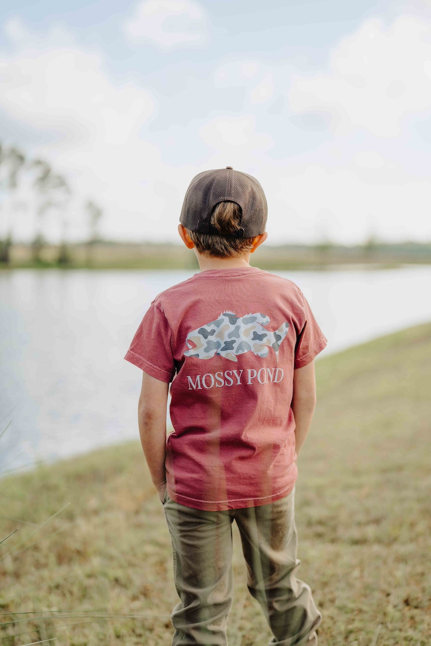 Red Camo Fish Youth T-Shirt