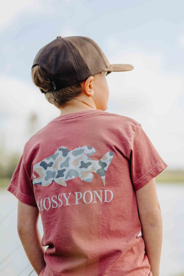 Red Camo Fish Youth T-Shirt