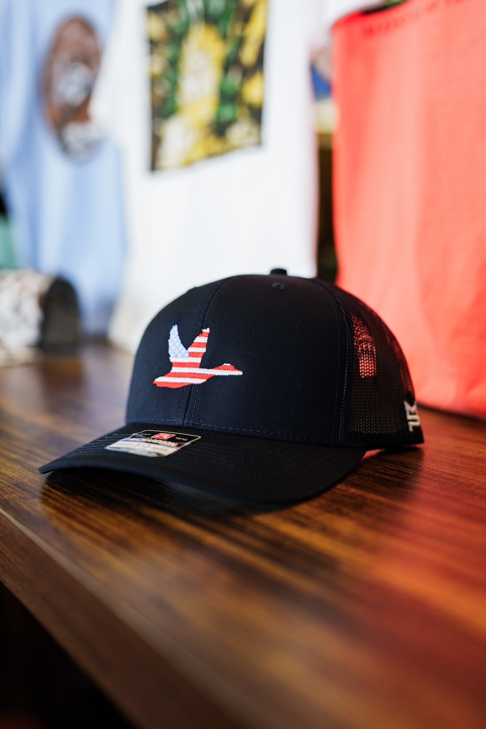 American Flag Duck Navy Trucker Hat