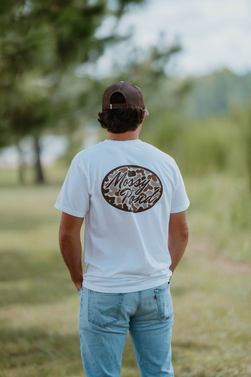 Brown Duck Camo Oval White S/S T-Shirt