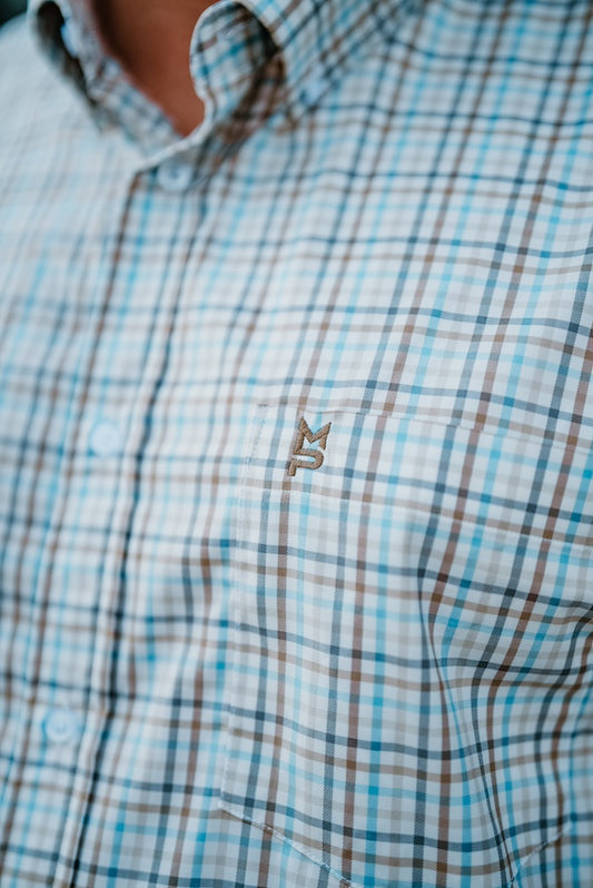 Ivory/Brown/Blue Plaid Button Down