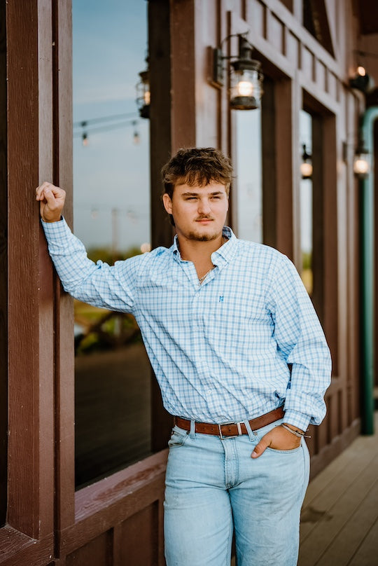 Royal/White Plaid Button Down