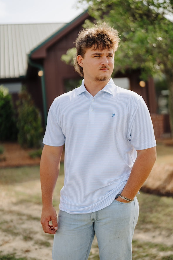 White/Royal Striped Polo