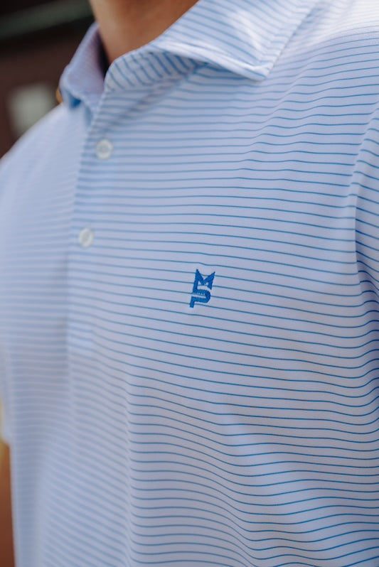 White/Royal Striped Polo