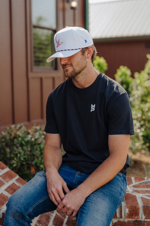 American Flag Duck White Rope Trucker Hat