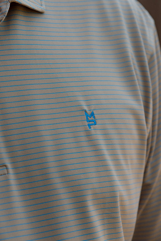Khaki/Sky Striped Polo