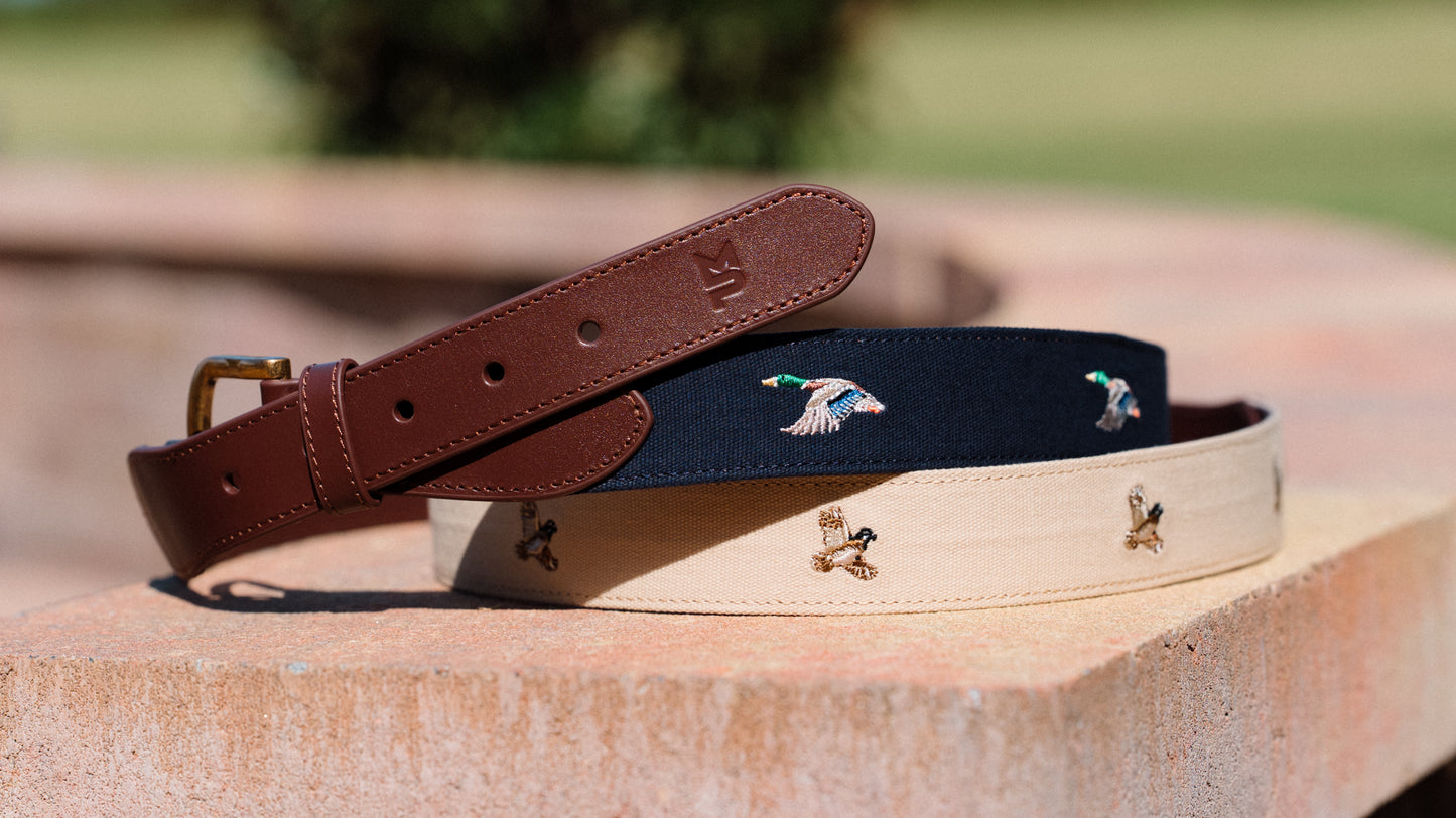 Beige Quail Needlepoint Belt