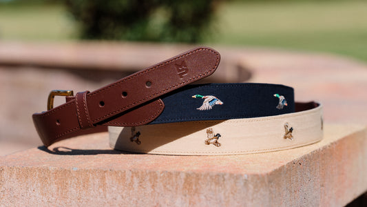Beige Quail Needlepoint Belt
