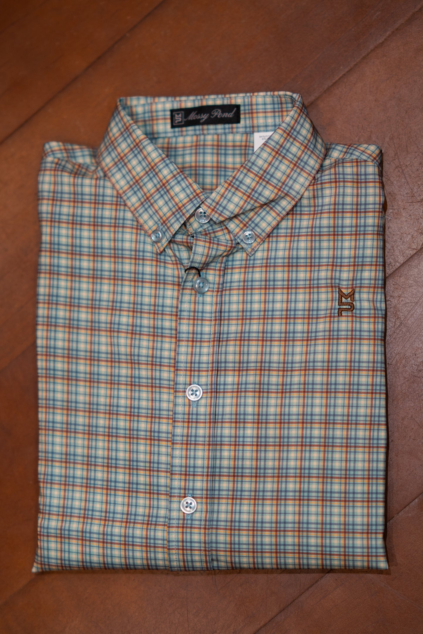 Green & Rust Plaid Youth Button Down