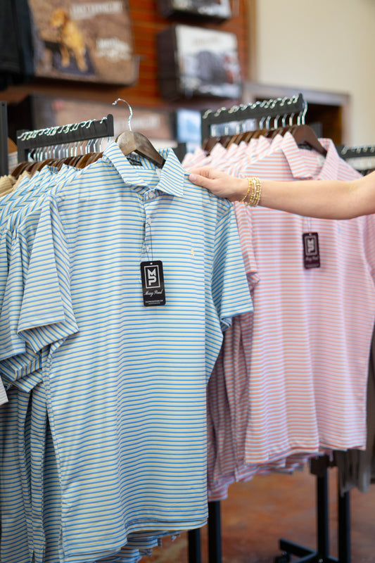 Light Blue/Yellow Striped Polo