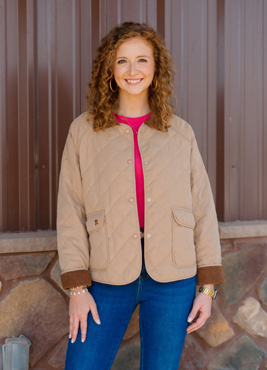 Ladies Tan Quilted Jacket