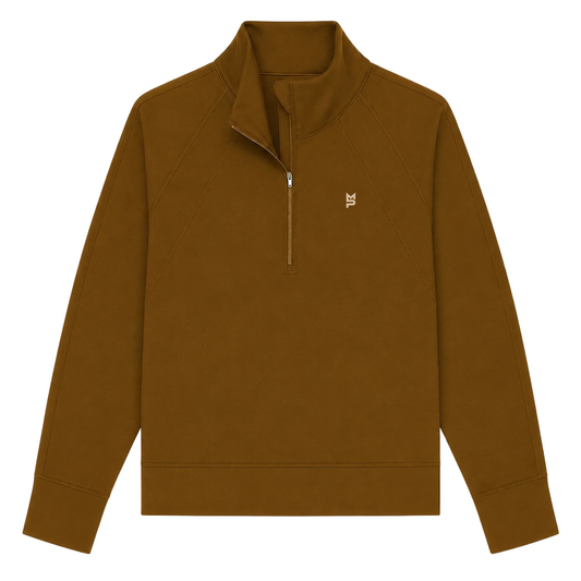Ladies 1/4 Zip Pullover: Caramel