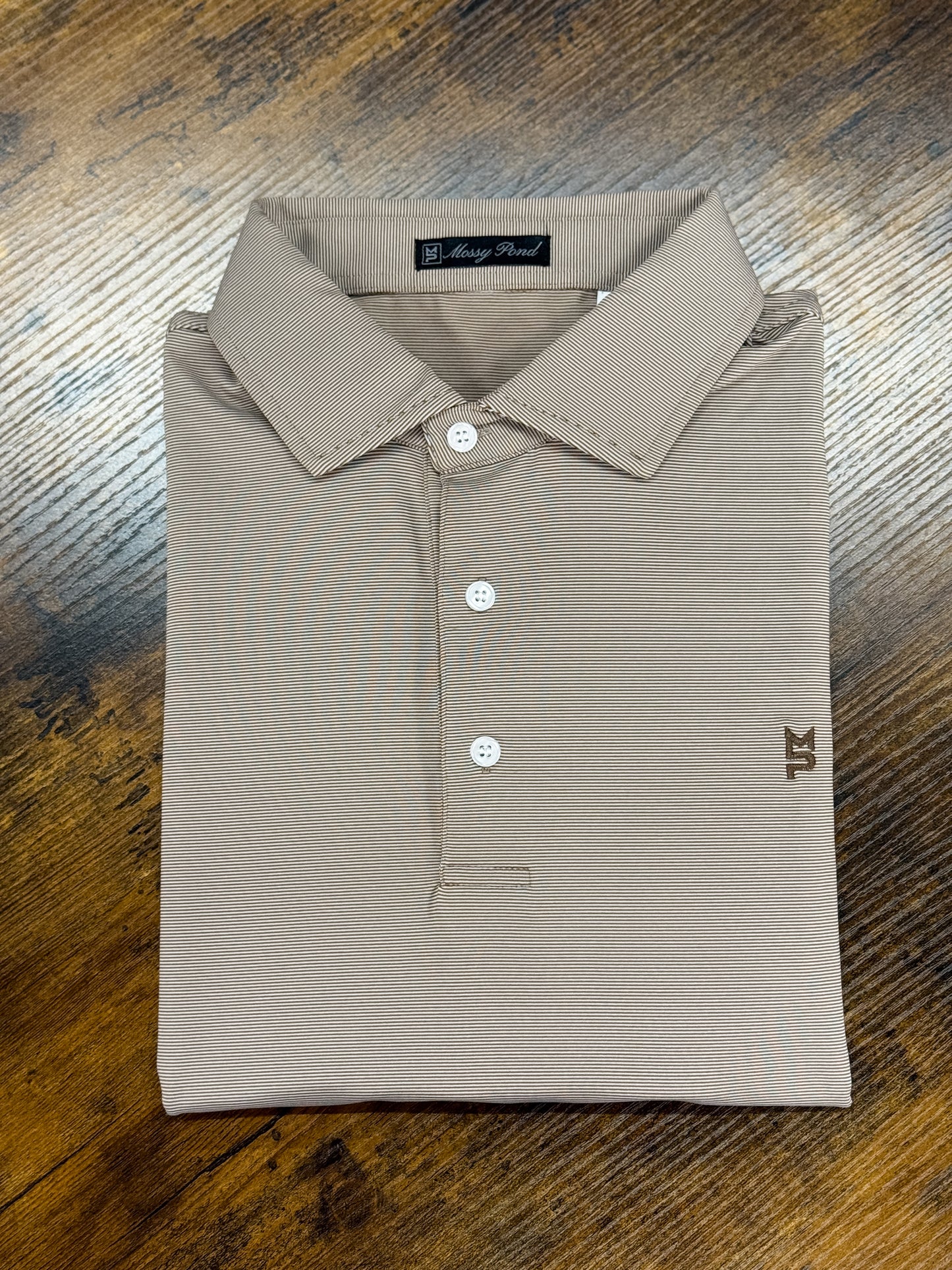 Khaki/White Striped Polo