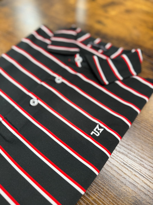 Black/Red/White Striped Polo