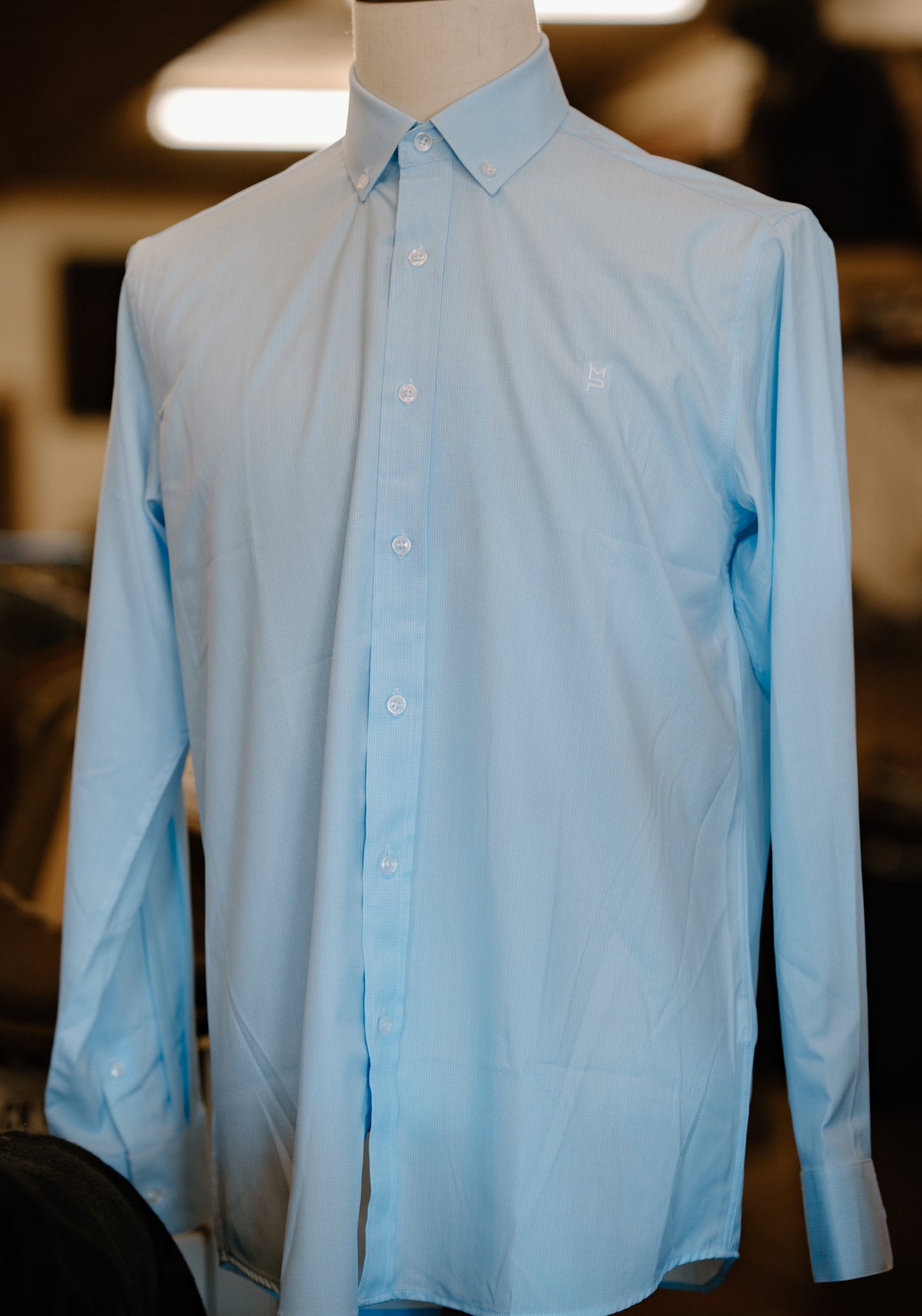 Light Blue Checkered Button Down