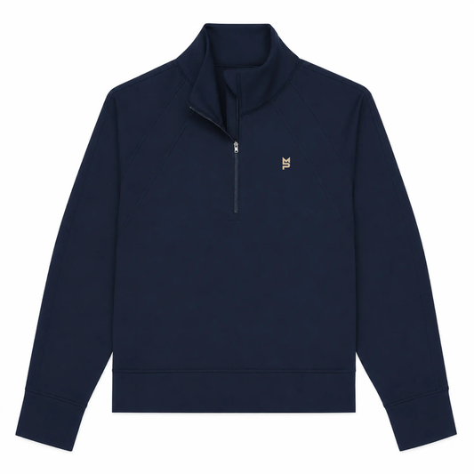 Ladies 1/4 Zip Pullover: Navy