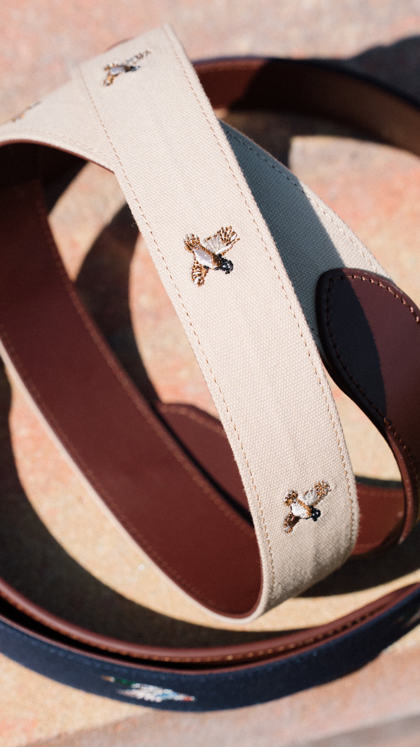 Beige Quail Needlepoint Belt