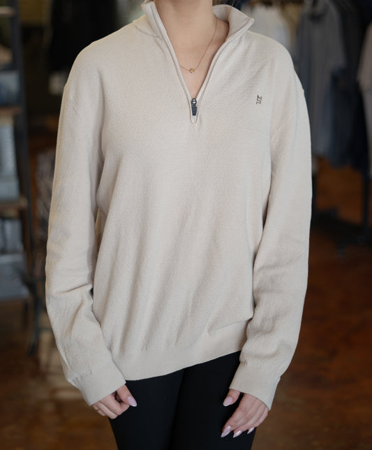 1/4 Zip Oatmeal Knit Sweater