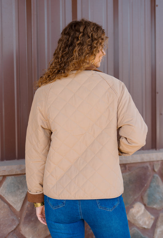 Ladies Tan Quilted Jacket