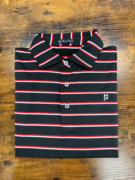 Black/Red/White Striped Polo