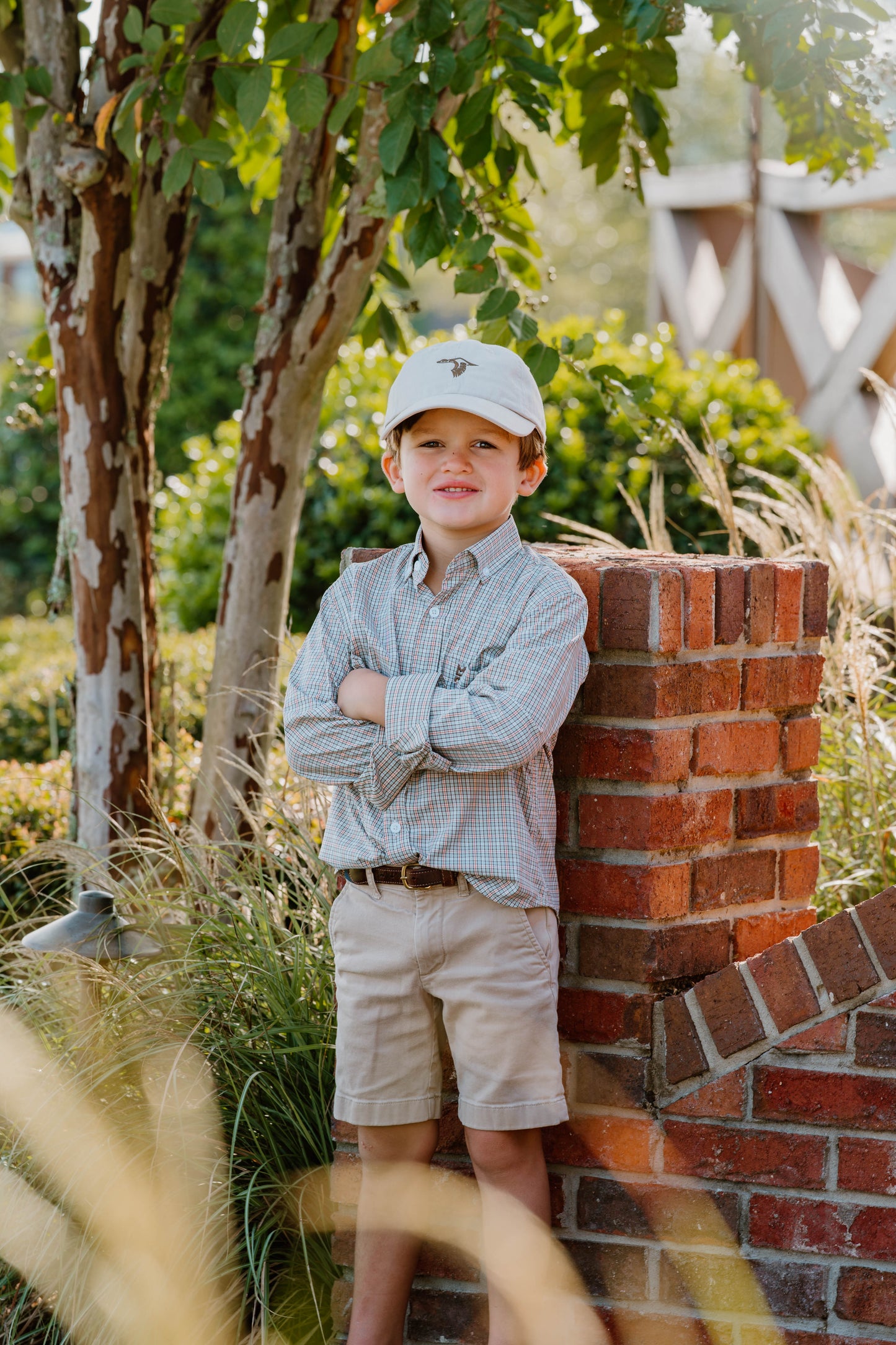 Green & Rust Plaid Youth Button Down