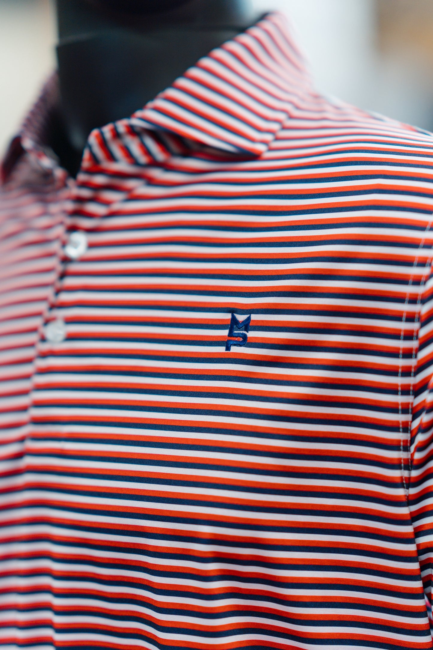 Navy/White/Red Striped Polo