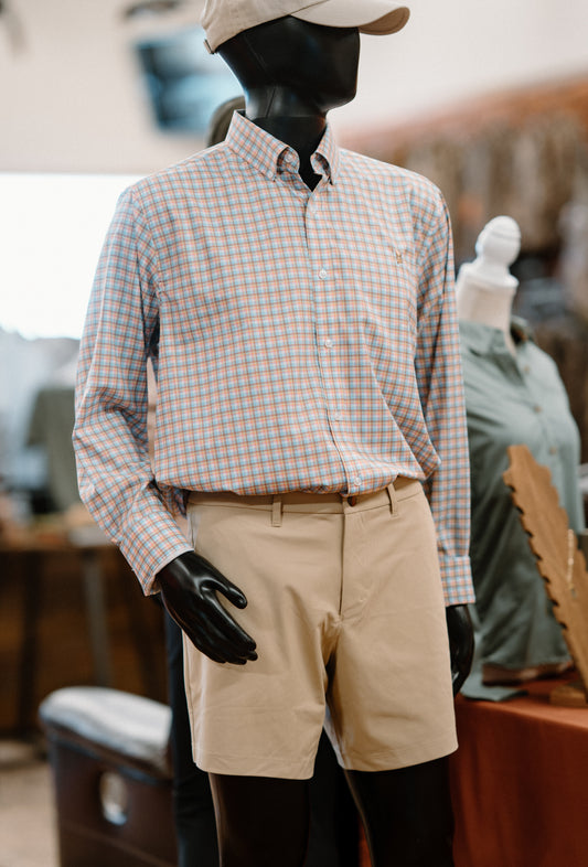 Blue/Pink/Tan Plaid Button Down