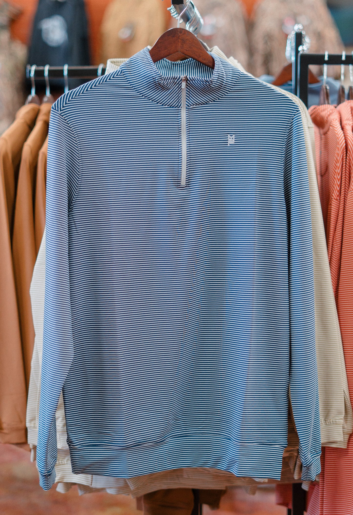 The Lodge Pullover: Navy Stripe