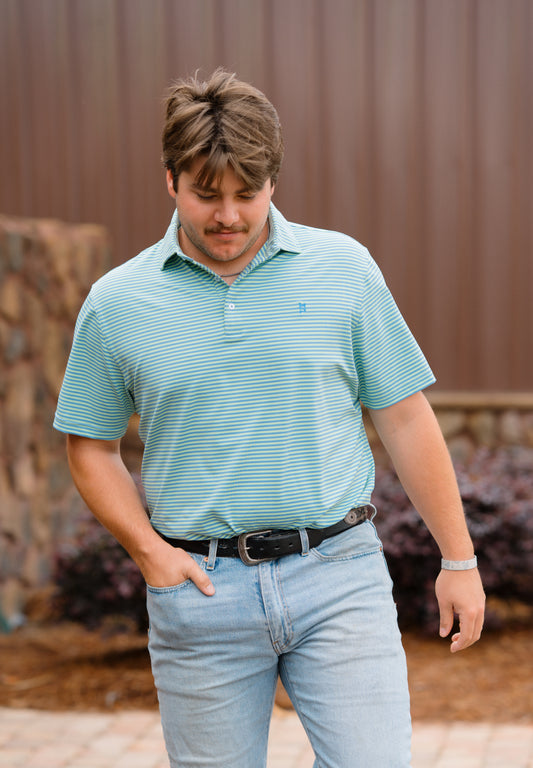Lime/Blue Striped Polo