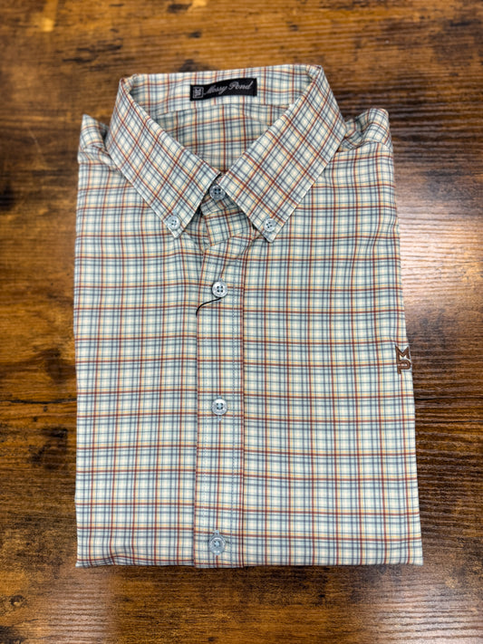 Green & Rust Plaid Button Down