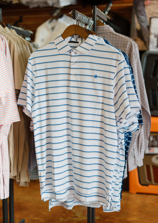 White/Royal/Grey Striped Polo