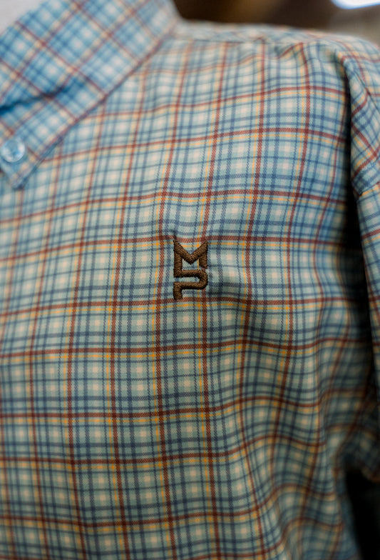 Green & Rust Plaid Youth Button Down