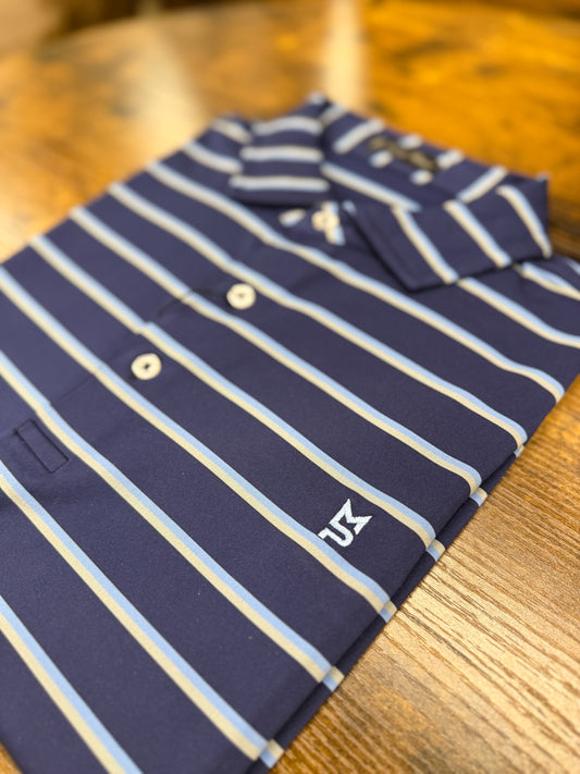Navy/Sky/Silver Striped Polo