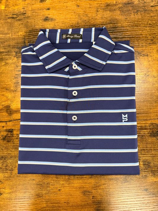 Navy/Sky/Silver Striped Polo