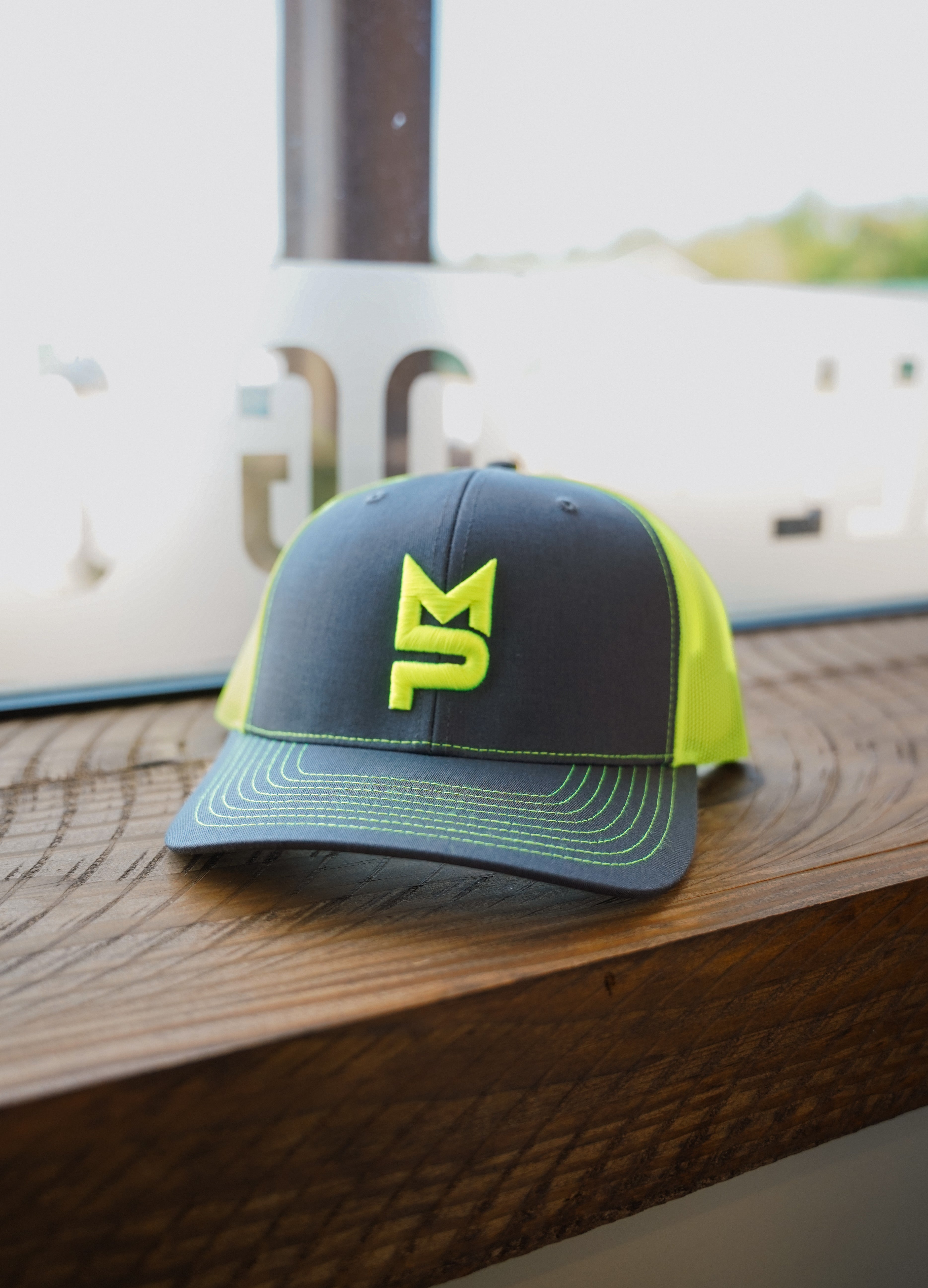 Charcoal/Neon Yellow MP Hat - Mossy Pond Pro Shop