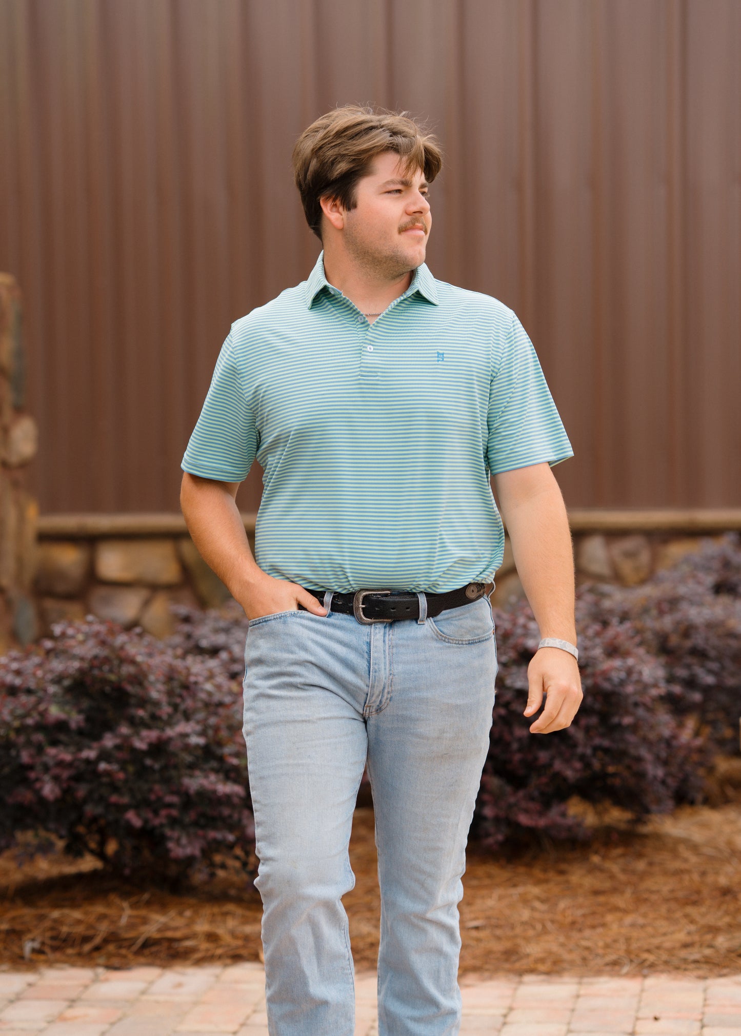 Lime/Blue Striped Polo